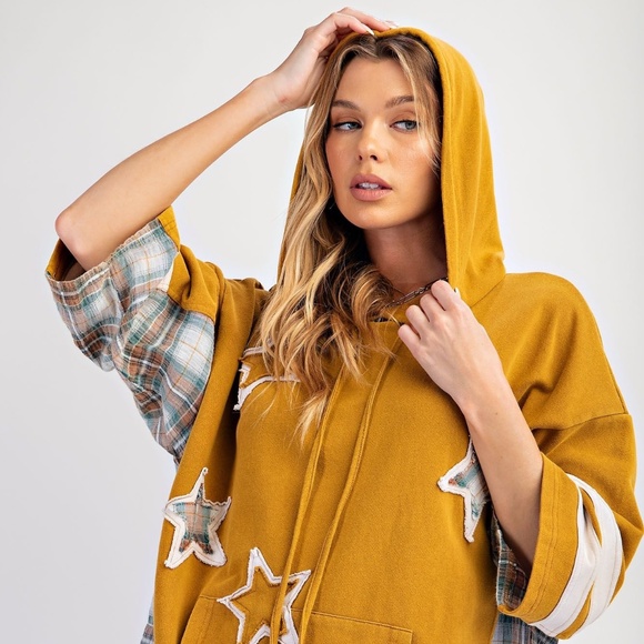 NEW EASEL CLOTHING STAR PATCH MINERAL WASHED HOODIE PULLOVER VINTAGE SWEATSHIRT - Picture 9 of 10